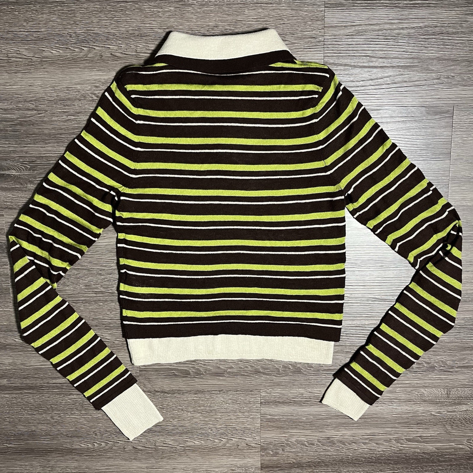 Snidel Sustainable Layered Polo Knit Set Women One Size Brown Stripe Beige Sheer — image 2 of 8